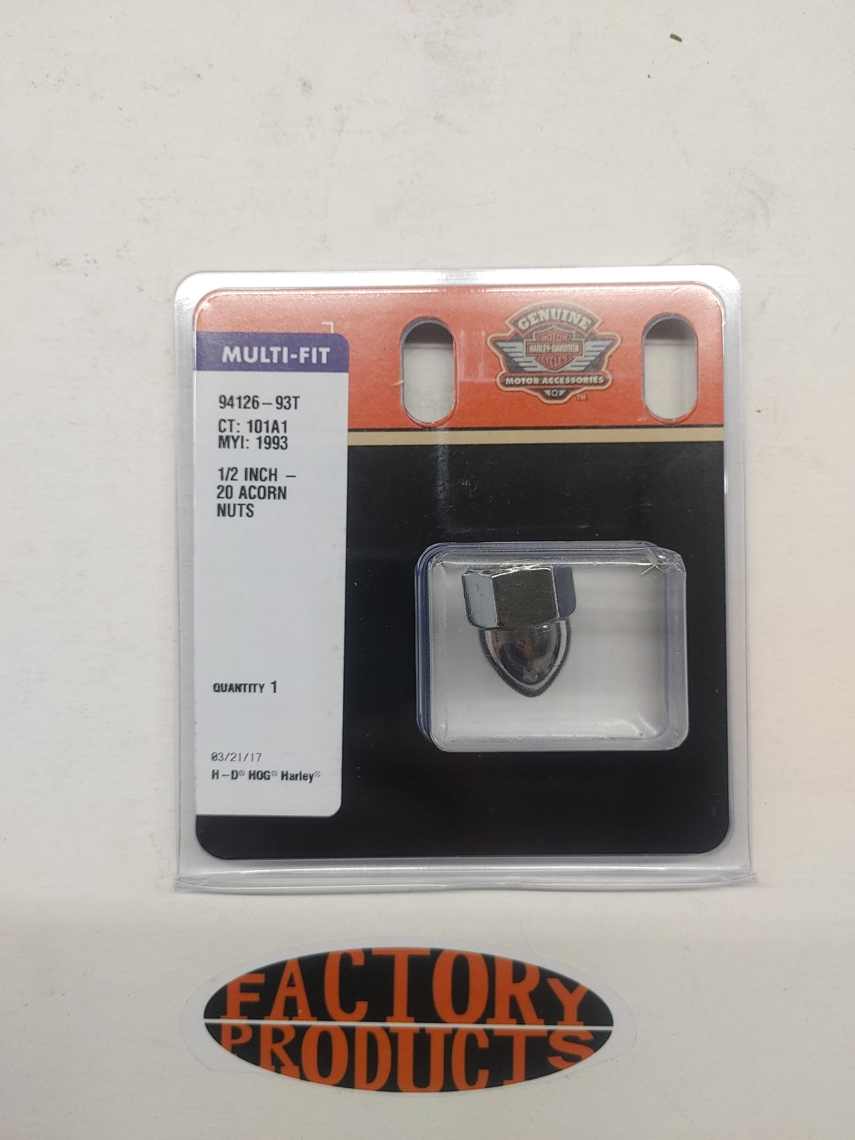 GENUINE HARLEY DAVIDSON 1/2 INCH 20 ACORN NUT 9412693T Factory