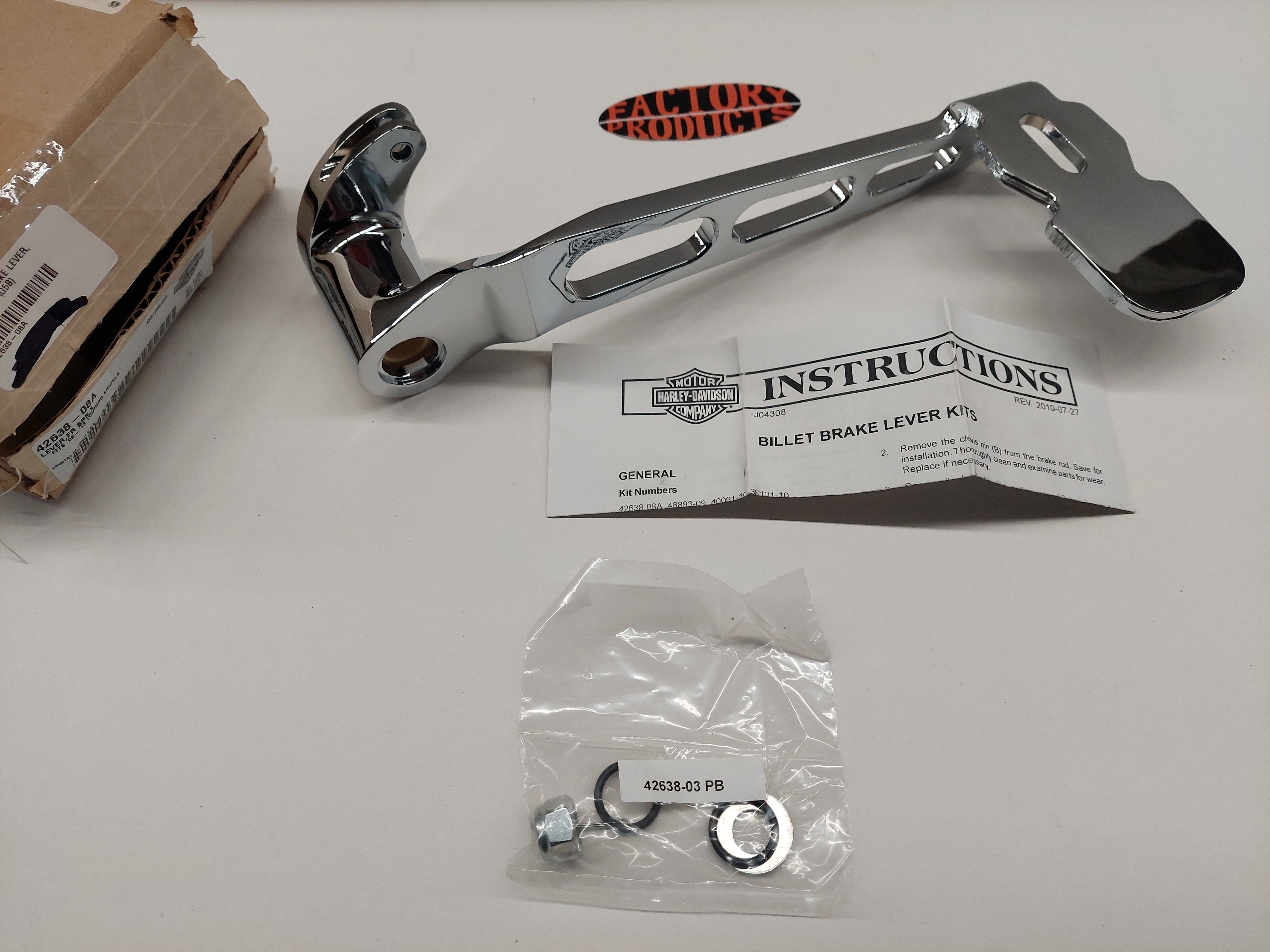 GENUINE HARLEY DAVIDSON Chrome Billet Brake Lever Kit 42638-08A ...